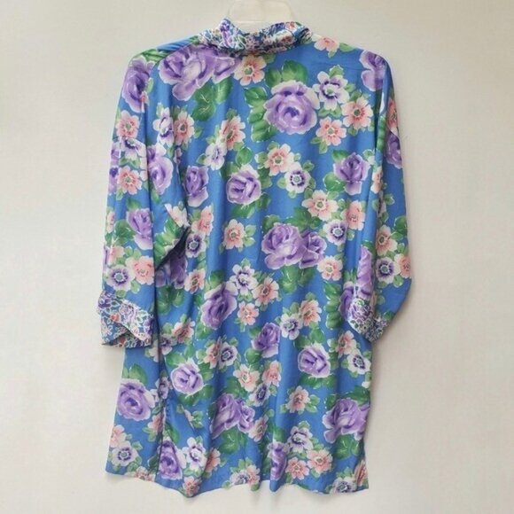 VINTAGE 90's Victoria's Secret Kimono Robe Duster Floral Print Y2K - Picture 8 of 10